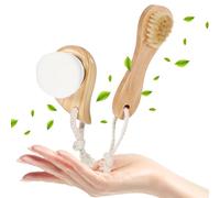 Spazzola asciutta per il viso, 2 pezzi, spazzola per la pulizia del viso per esfoliante con setole naturali, set di scrubber per il viso per drenaggio linfatico e pelle sensibile alla cellulite