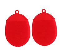 Spazzola Bagno in Silicone Rosso 2 Pezzi per Massaggio | Disegno Unico, Morbidezza, Uso Famiglia e Piscina per Bebè, Formato Pratico