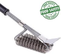 Spazzola Barbecue - Spazzola per Griglia in Acciaio Inox - con Raschietto