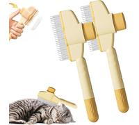 Spazzola Cane, Anti-Setole Morte, Cattura Peli Attivi Pet, Rimuove Fino al 95% Dei Capelli Morti, Governare Morbido ed Efficace Per Tutti I Tipi Di Pelatura (Giallo*2)