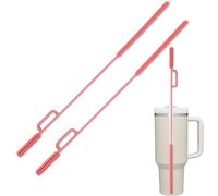 Spazzola Cannucce Silicone, 2 Pezzi Scovolino per Cannucce Riutilizzabile Accessori per Stanley Cup, Vetro Metallo Frullati, Impugnatura Antiscivolo Morbida e Pieghevole, 9mm+9mm(Rosa) Kaempe