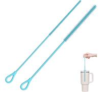 Spazzola Cannucce Silicone,2 Pezzi Scovolino per Cannucce Riutilizzabile,Provette Pennello per Dettagli,Manico Morbido Antiscivolo,Rimuove Facilmente i Residui per Bicchieri con Cannuccia,6mm+9mm,Blu