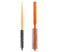 Spazzola Capelli Rotonda Piccola, 2 Pezzi, Mini Spazzola a Setole per Barba da Uomo, Ottima per districare e migliorare i riccioli, per Styling, salone parrucchieri, Capelli Corti Sottili