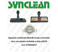 Spazzola combinata Mod.90 snodo universale nero con piastra nichelata e strip ø