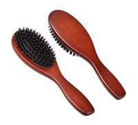 Spazzola con setole di cinghiale, 2 spazzole per capelli naturali per massaggio alla testa e cura dei capelli, spazzola di cinghiale di alta qualità con manico in legno per capelli lucidi e cuoio