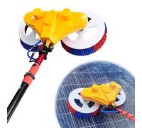 Spazzola Cordless per Pannelli Solari 24FT, Kit con Doppia Testina Automatica e Potente Batteria al Litio, Asta Telescopica Ultraleggera in Fibra di Carbonio per Pulire i Tetti Più Alti Senza Scala