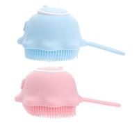 Spazzola da Bagno 2 Pezzi per Ragazzo Ragazza in Silicone e Abs Gancio | Uso Durante Bagnetto, Pulizia Quotidiana Delicata, Lavabile Facilmente, Colore Blu