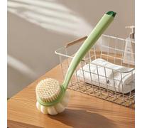 Spazzola da bagno 3 in 1 con manico lungo a due lati per strofinare la schiena, con setole morbide e grossolane per l'esfoliazione, include foro per appenderlo, finitura bianca per una pulizia