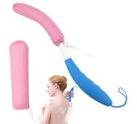 Spazzola da bagno con spugna da 39 cm, in rete con manico lungo curvo, per aiutare gli anziani, per fare il bagno e la doccia