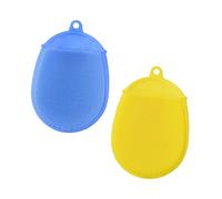 Spazzola da Bagno in Silicone 2 Pezzi, Giallo e Blu | Impugnatura Facile, Elevato potere Pulente, per Mamma e Ragazzo Ragazza, Set 2pezzi