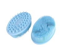 Spazzola da Bagno in Silicone Blu a Doppio Lato, 2 Pezzi | Massaggio Delicato, Formato Compatto da Portare, Uso Domestico Sotto la Doccia, per Pelle del Corpo