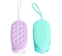 Spazzola da Bagno in Silicone e Spugna, Set da 2 Pezzi | Rimuove Cellule Morte, Produce Schiuma Ricca, Massaggio Cutaneo e Supporto Contro la Fatica Colore Casuale