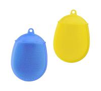 Spazzola da Bagno in Silicone per Bambino Bambina 2 Pezzi Giallo Blu | Esfoliante, Massaggio Cutaneo, Presa Facile, Pulizia Profonda, per Bambino Bambina e Bambino Bambina Piccoli