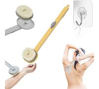 Spazzola da bagno liquida a manico lungo, spazzole lavasciuga per spugna da bagno per la schiena staccabili multifunzionali con serbatoio per gel doccia incorporato (Giallo, 1 PZ)