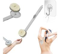 Spazzola da bagno liquida a manico lungo, spazzole lavasciuga per spugna da bagno per la schiena staccabili multifunzionali con serbatoio per gel doccia incorporato (Grigio, 1 PZ)