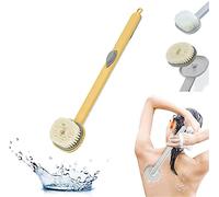 Spazzola da bagno liquido con manico lungo, multifunzionale, staccabile, per il corpo, la doccia, spazzola per il corpo, spazzola per la schiena, con setole naturali esfolianti (giallo)
