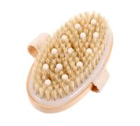 Spazzola da Bagno Massage in Bambù Setole e Testa in Gomma | Colore Beige, Pulizia Profonda e Rimozione della Polvere, Formato Rotondo a Due Funzioni