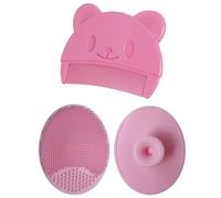 Spazzola da bagno per bambini, spazzola per culla per bambini, spazzola per massaggio in silicone, pettine per bambini (3 pezzi) (rosa)