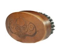 Spazzola da barba da uomo con 100% setole di cinghiale, spazzola ovale in legno stile militare per la cura di baffi e barba, strumento tascabile per peli del viso per barba spessa, grossolana e riccia