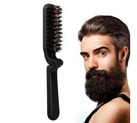 Spazzola da barba pieghevole, antistatica, con setole di cinghiale, compatta e tascabile, da uomo, portatile, strumento per lo styling di barba e baffi, per districare e lisciare i capelli