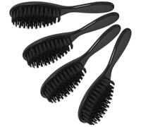 Spazzola da Barba Uomo Nera 4 Pezzi, Set Legno e Nylon | Set per Rifinitura del Baffo e Pulizia Post Taglio, Setole Morbide Delicato sulla Pelle