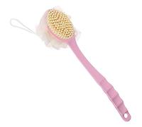 Spazzola da doccia con manico lungo spugna palla da bagno con setole morbide massaggio esfoliante per la schiena, rosa, polvere nordica, 2 in 1