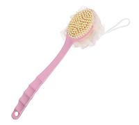 Spazzola da doccia con manico lungo spugna palla da bagno con setole morbide massaggio esfoliante per la schiena, rosa, polvere nordica, 2 in 1