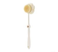 Spazzola da doccia in silicone a doppio lato con manico lungo, ideale per esfoliazione delicata e massaggio del cuoio capelluto (beige)