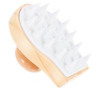 Spazzola da massaggio in pelle capelluto in silicone spazzola per shampoo morbida ed ergonomica per tutti i tipi di capelli colore legno naturale uso doccia e dei capelli