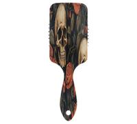 Spazzola da massaggio per capelli con teschi e rose rosse, pettine districante, massaggiatore per capelli da donna