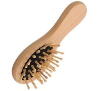 Spazzola da Viaggio Mini in Legno Manico e Massaggio | Design Portatile, Districa e Riduce la Pressione del Cuoio Capelluto, per Donna e Uomo, Formato Compatto