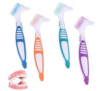 Spazzola dentata per protesi, 4 spazzole per la pulizia di protesi bifacciali, spazzolino da denti per parentesi graffe, spazzole per la pulizia di protesi portatili, spazzolino da denti multistrato