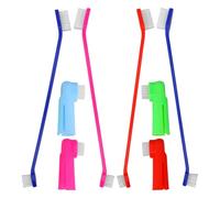Spazzola Denti Doppia Faccia per Cani e Gatti Set 8 Pp | Manico Extra lungo 8, 7 Pollici, Teste Grande e Piccola sulla Stessa Faccia, per Tutte le Razze Colore Casuale