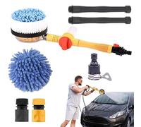 Spazzola di lavaggio auto | Rotazione ad angolo multiplo, Asta telescopica regolabile | Canale d'acqua incorporato, testine in microfibra intercambiabili senza scratch Duster per il lavaggio
