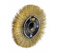 Spazzola di precisione/finitura a filo ottonato 0,3 mm.120 - L 20 mm più set di 4 distanziatori, per decapare/sgranare legno, metallo o pietra