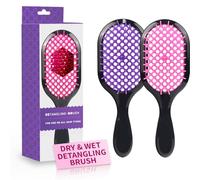Spazzola districante, confezione da 2 spazzole districanti, delicata ed efficace su tipi di capelli fragili bagnati o asciutti, ultra leggera, districante Brsuh ventilata e antistatica (rosa + viola)
