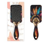 Spazzola districante per capelli bagnati e asciutti, bussola colorata con piume native americane, pettini per donne, uomini, ragazzi, ragazze, bambini, spazzola massaggiante per capelli ricci o lisci