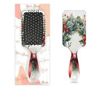 Spazzola districante per capelli bagnati e asciutti, ghirlanda natalizia con fiocco rosso, pettini per donne, uomini, ragazzi, ragazze, bambini, spazzola massaggiante per capelli ricci o lisci