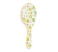 Spazzola districante per capelli bagnati, per tutti i tipi di capelli, setole morbide che scivolano attraverso i grovigli con facilità, graziosa linea a rana, disegnata a mano, per capelli bagnati e