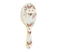 Spazzola districante per capelli bagnati, per tutti i tipi di capelli, setole morbide che scorrono attraverso i grovigli con facilità, ghirlanda bianca con piume di lupo e rose per capelli bagnati e