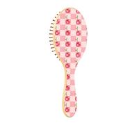 Spazzola districante per capelli bagnati, per tutti i tipi di capelli, setole morbide che scorrono attraverso i grovigli con facilità, griglia bianca e rosa, ciliegia, per capelli bagnati e asciutti