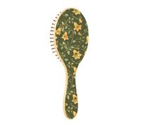 Spazzola districante per capelli bagnati, per tutti i tipi di capelli, setole morbide che scorrono attraverso i grovigli con facilità, fogliame verde, fiore giallo, per capelli bagnati e asciutti