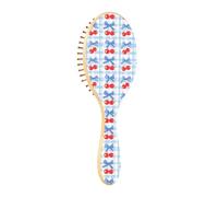 Spazzola districante per capelli bagnati, per tutti i tipi di capelli, setole morbide che scorrono attraverso i grovigli con facilità con griglia per fiocchi blu ciliegia, per capelli bagnati e