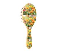 Spazzola districante per capelli bagnati, per tutti i tipi di capelli, setole morbide scivolano attraverso i grovigli con facilità fiori gialli arancioni luminosi che sbocciano al sole estivo, per