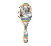 Spazzola districante per capelli bagnati, tutti i tipi di capelli, setole morbide scivolano attraverso i grovigli con facilità unicorni gnomi neve natalizia per capelli bagnati e asciutti