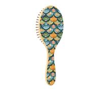 Spazzola districante per capelli bagnati, tutti i tipi di capelli, setole morbide scivolano attraverso i grovigli con facilità fantasia motivo a squame di sirena con molti fiori per capelli bagnati e