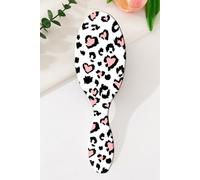 Spazzola districante per capelli con motivo leopardato, colore bianco e rosa, forma ovale, per tutti i tipi di capelli (BH061102-P1)