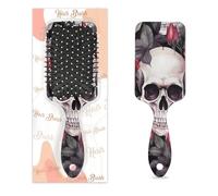 Spazzola districante per capelli unisex, spazzola flessibile con setole morbide (scheletro gotico con teschio rosa)