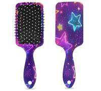 Spazzola districante per capelli unisex, spazzola flessibile con setole morbide (stelle neon viola)