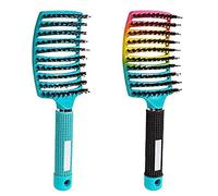 Spazzola districante per uomini, donne e bambini - Spazzola districante curva e ventilata per capelli bagnati o asciutti - Capelli lunghi, spessi, sottili, ricci e aggrovigliati - Delicata sui nodi -